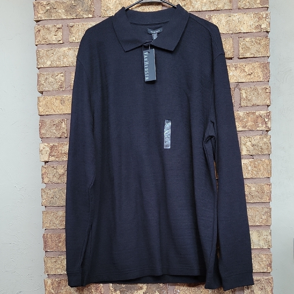 Van Heusen Black Long-Sleeve Polo Size XL New with Tags